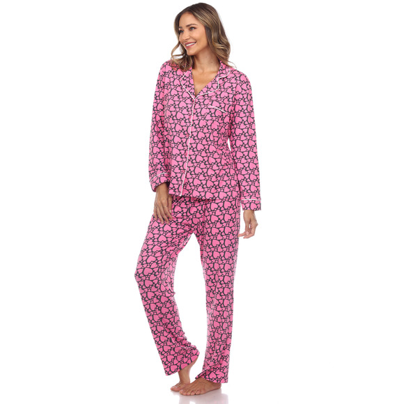 Long Sleeve Heart Print Pajama Set - Picture 3 of 4